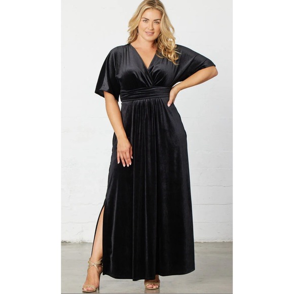 Kiyonna Verona Velvet Evening Gown Onyx 3X (22-24)  Nordstrom Made In USA NEW - Picture 1 of 12